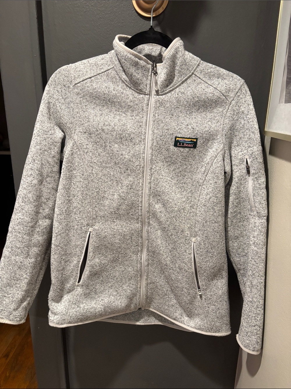 L.L. Bean Heather Light Gray Full‑Zip Fleece Jacket